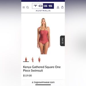 TOGS square neckline new high end swimwear ruched front Australian